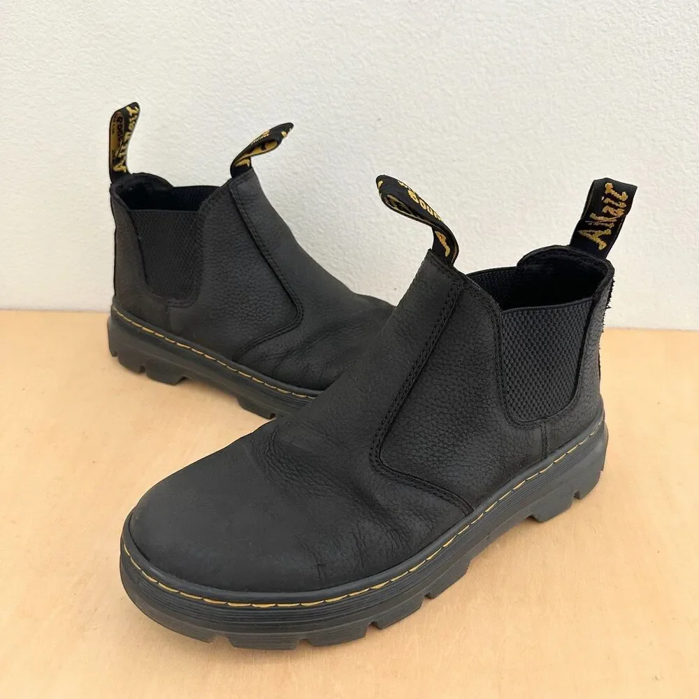 Dr. Martens Hardie II Pebbled Leather Chelsea Boots Pull Black Men's US 8 EU 41